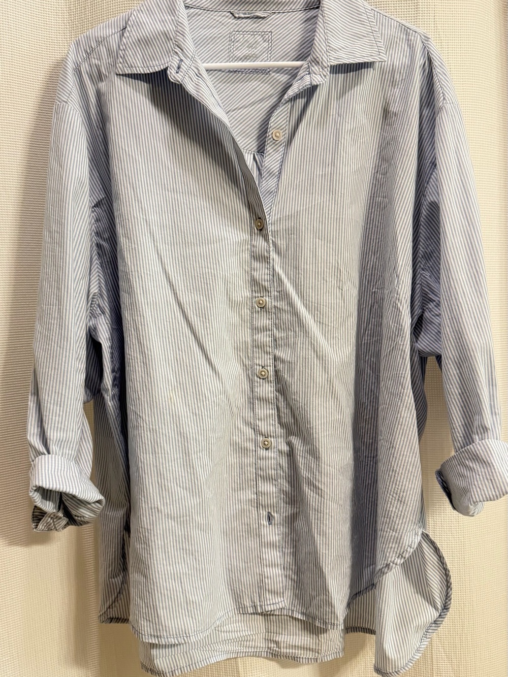 Blue Pinstripe Button-Up Shirt